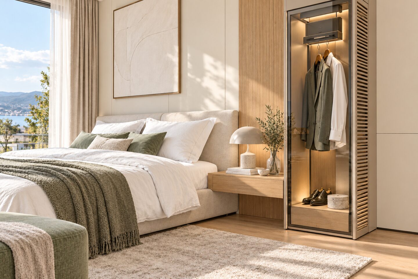 Concept: modulo integrato nella camera da letto accanto al letto